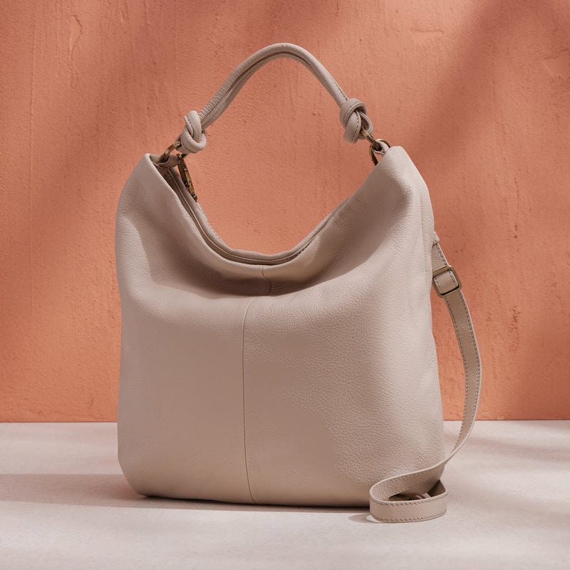 Knotted Handle Dual Strap Convertible Slouchy Hobo Shoulder Bag